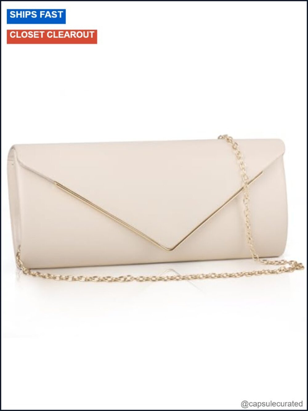 Sparkling Vegan Leather Envelope Clutch with Detachable Chain for Evening